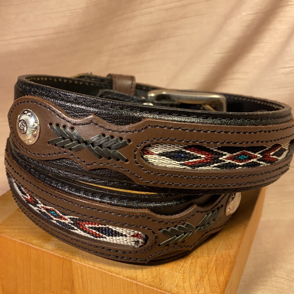 Wrangler leather western vintage belt w/inserts